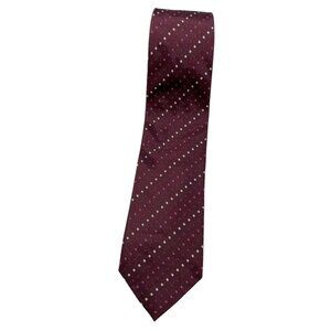 STRELLSON Men's 100% Silk Necktie LUXURY Tie Burgundy Geometric W:3.5" EUC